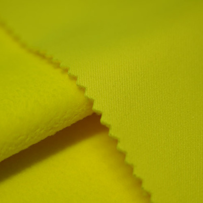 High elastic twill + polar fleece three-layer composite (fluorescent yellow) tooling fabric