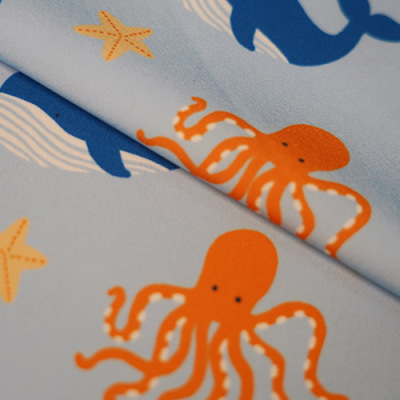 Polyester four-sided elastic printed fabric